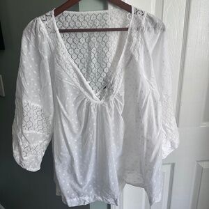 TORRID - Bohemian Lace  Peasant Blouse - White - PLUS 2 (18/20)